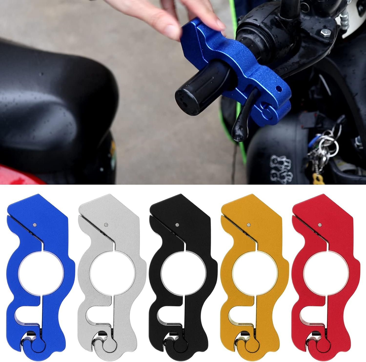 Bloqueo de agarre para manillar de motocicleta, bloqueo de freno de embrague del acelerador, 2 llaves antirrobo para asegurar tu motocicleta,