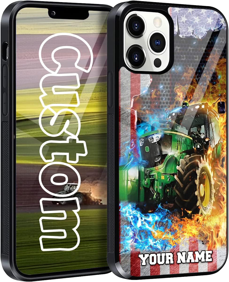 Funda personalizada de tractor con nombre personalizado para iPhone 1514131211 Pro Max, Samsung S24S23S22S21S20 FEPlusUltraA15A25A34A14A54A54A03SA53