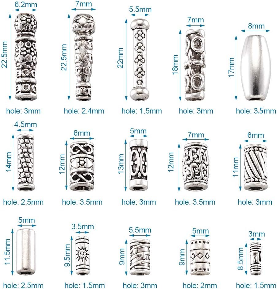 Mega Pet 150 unidscaja estilo tibetano antiguo plata columna grano 3.228×3.228×1.063 in tubo suelto granos espaciadores cuentas para bricolaje