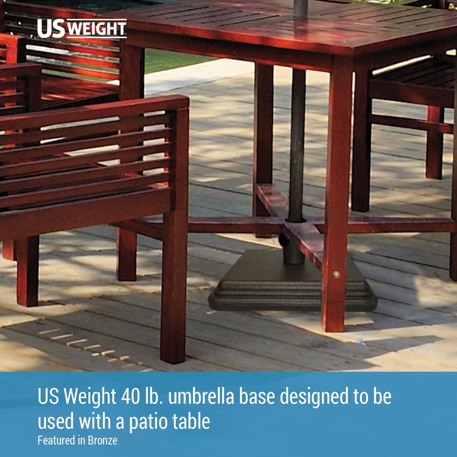 Base de sombrilla de peso de 40 libras diseñada para ser utilizada con una mesa de patio