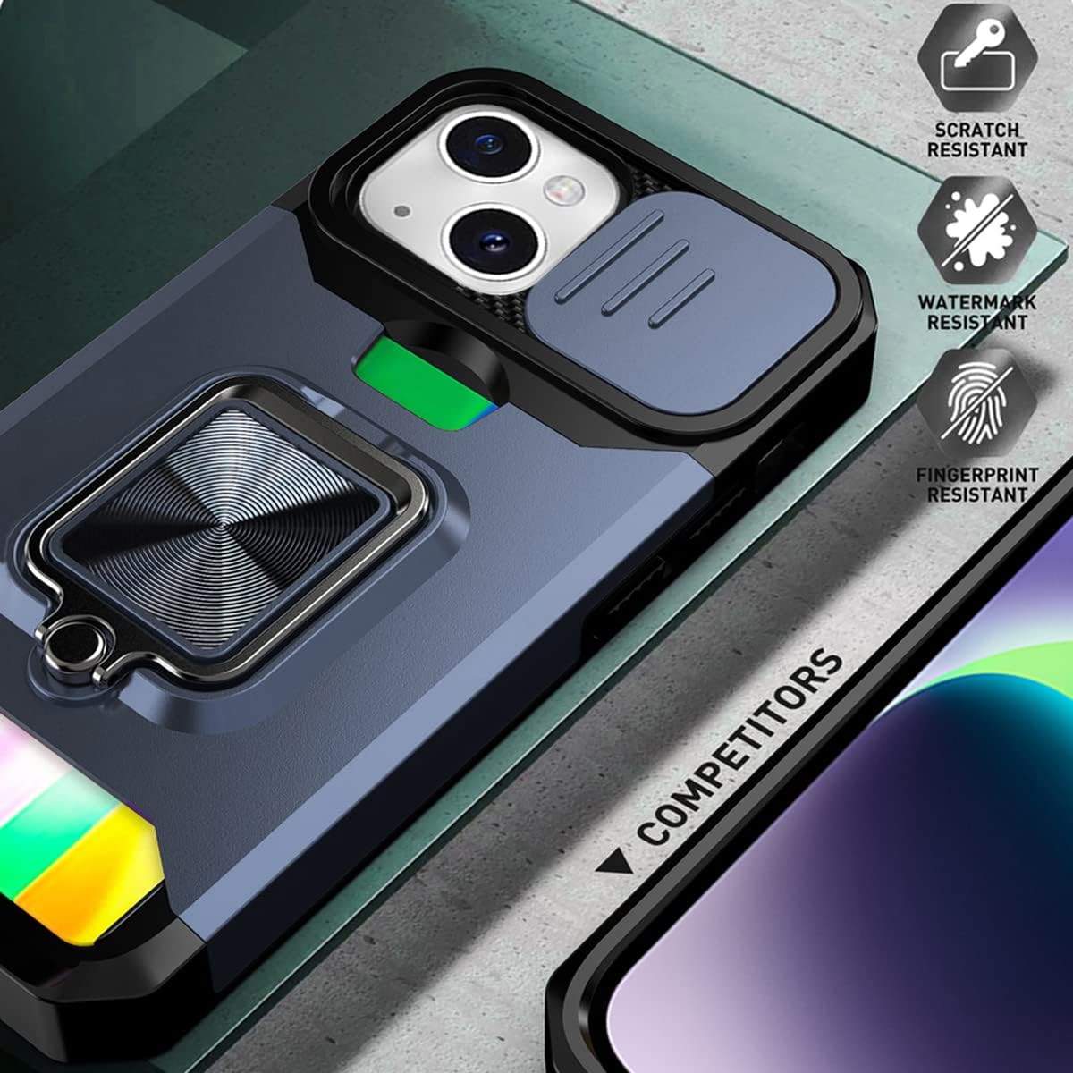 NKECXKJ Funda para iPhone 14 Max con protector de pantalla, soporte para tarjetas, soporte para soporte, resistente, delgada, a prueba de golpes,