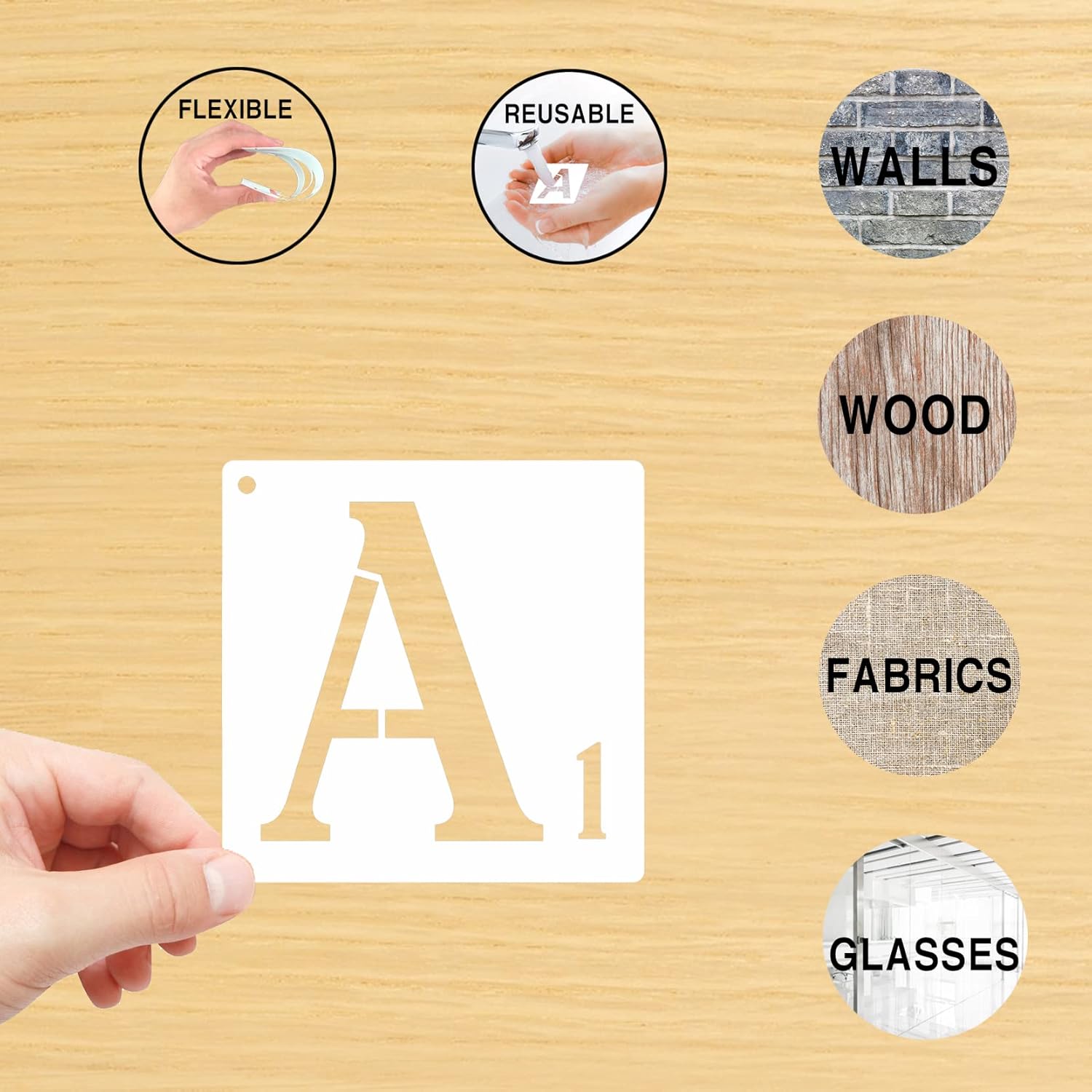 Plantillas de letras de 6 pulgadas, 42 plantillas de Scrabble para pintar en pared de madera, decoración del hogar, proyectos de manualidades, tela