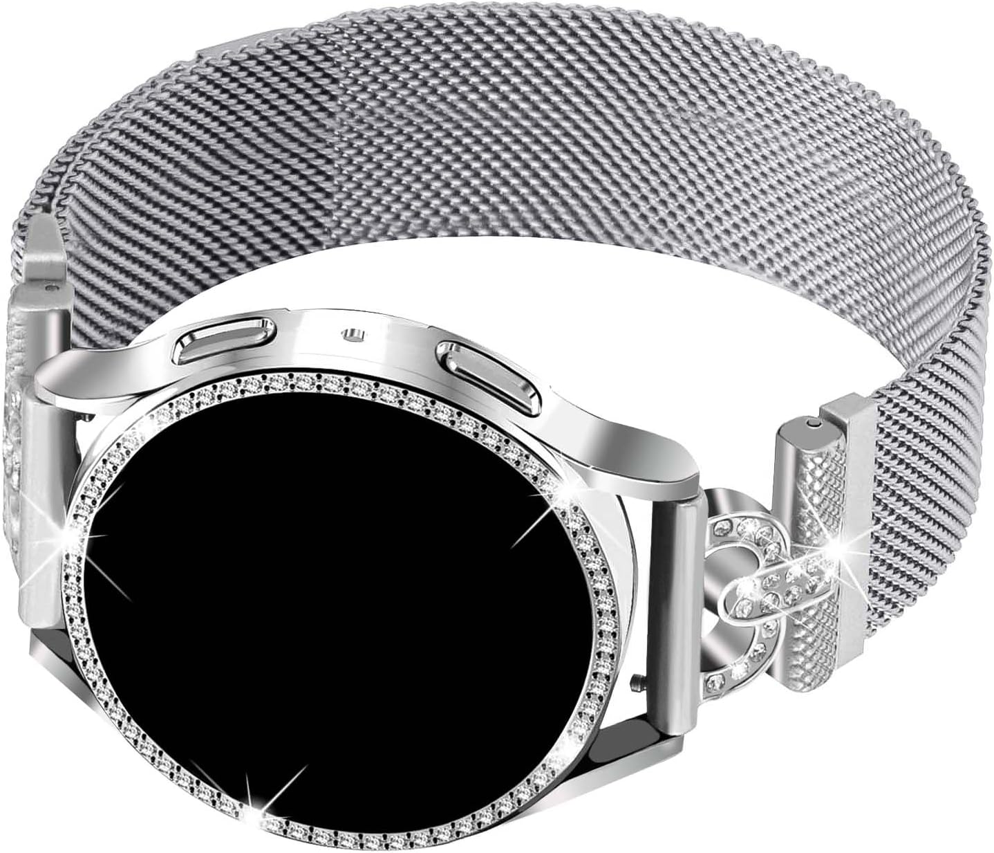 Bandas magnéticas con funda brillante compatible con Samsung Galaxy Watch 54 de 1.575 in 1.732 in, 0.787 in de malla de acero inoxidable con