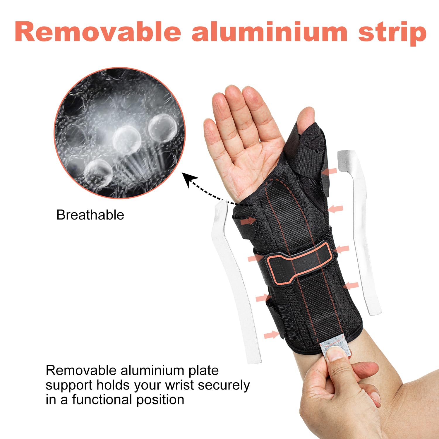 Muñequera con férula espica para el pulgar para tenosinovitis de De Quervain, tendinitis, artritis, esguinces, dolor en el túnel carpiano