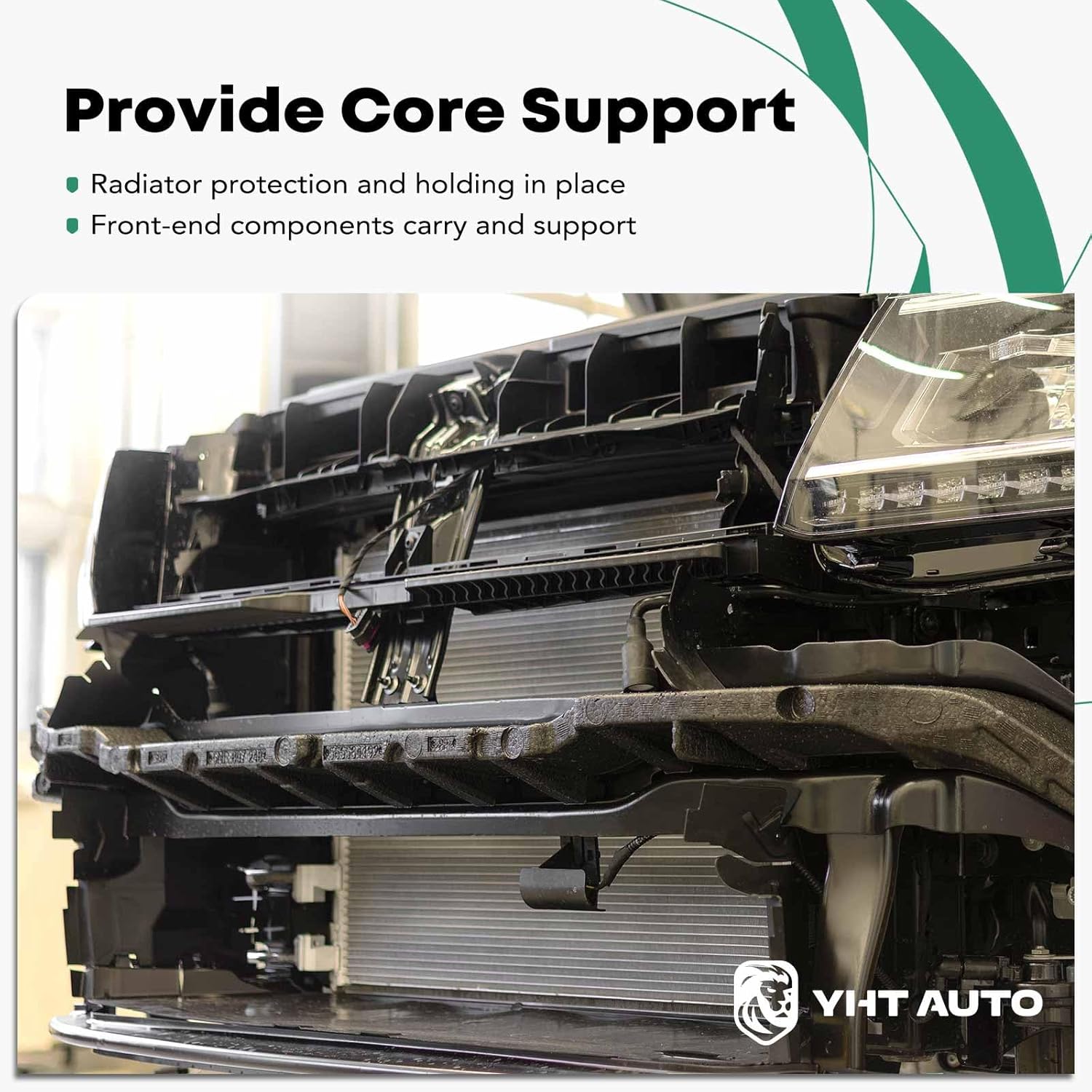 YHTAUTO Repuesto del conjunto de soporte del radiador para Volkswagen Beetle 2012-2019, solo hatchback, soporte del núcleo del radiador, repuesto