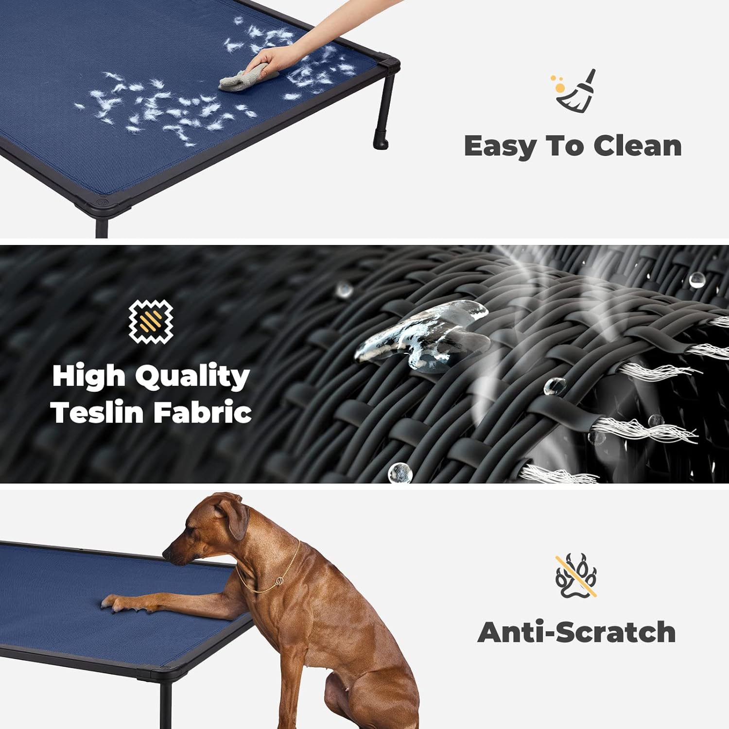 Veehoo Cama elevada refrescante para perros para exteriores, cama elevada a prueba de mordeduras para perros medianos, plataforma lavable para