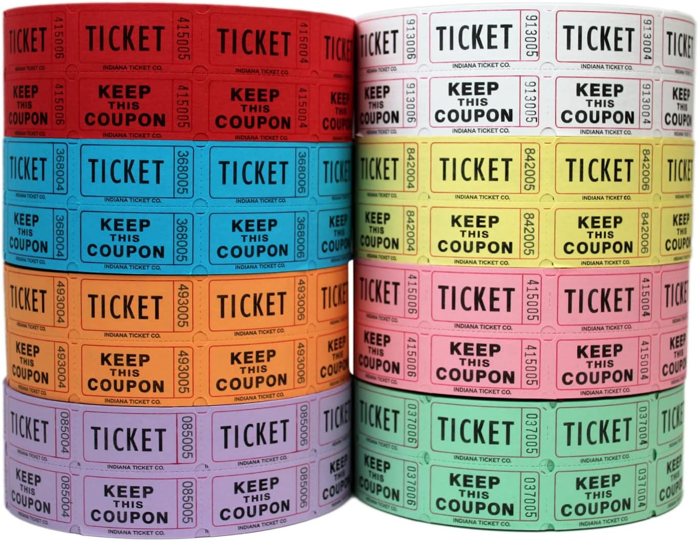Boletos para sorteo de 5050 con división, talón doble, 2000boletosrollo, Rojo rojo