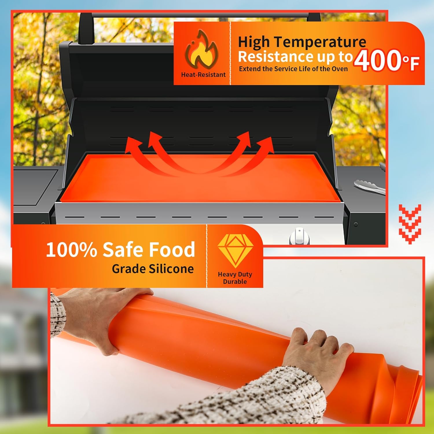 Blackstone Funda de silicona para parrilla, cubierta Blackstone, alfombrilla de silicona de alta calidad para parrilla Blackstone de 36 pulgadas,