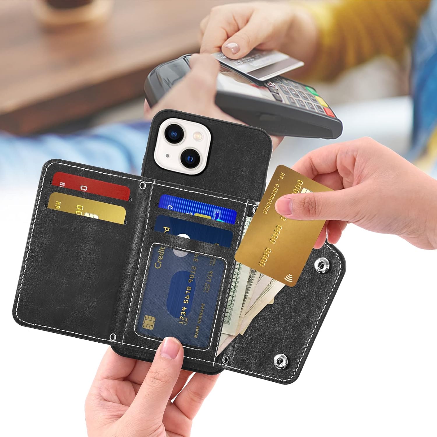 Asuwish Funda de teléfono para iPhone 13 Mini de 5.4 pulgadas, funda tipo cartera con protector de pantalla y soporte para tarjeta de crédito,