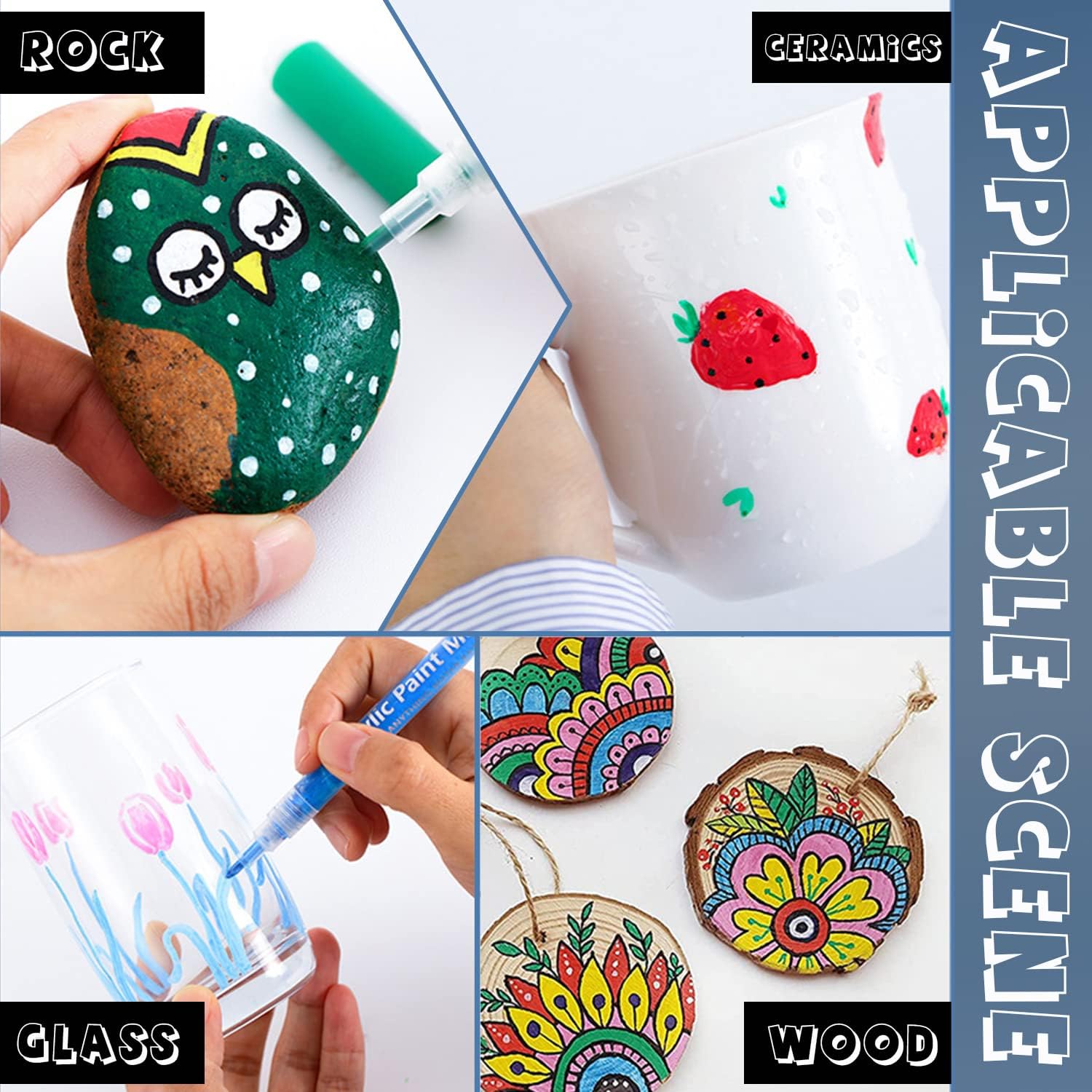 SMOOTHERPRO Marcadores de pintura acrílica, pintura de roca, 18 colores, bolígrafos a base de agua, punta extrafina de 0.028-0.118 in, para niños y