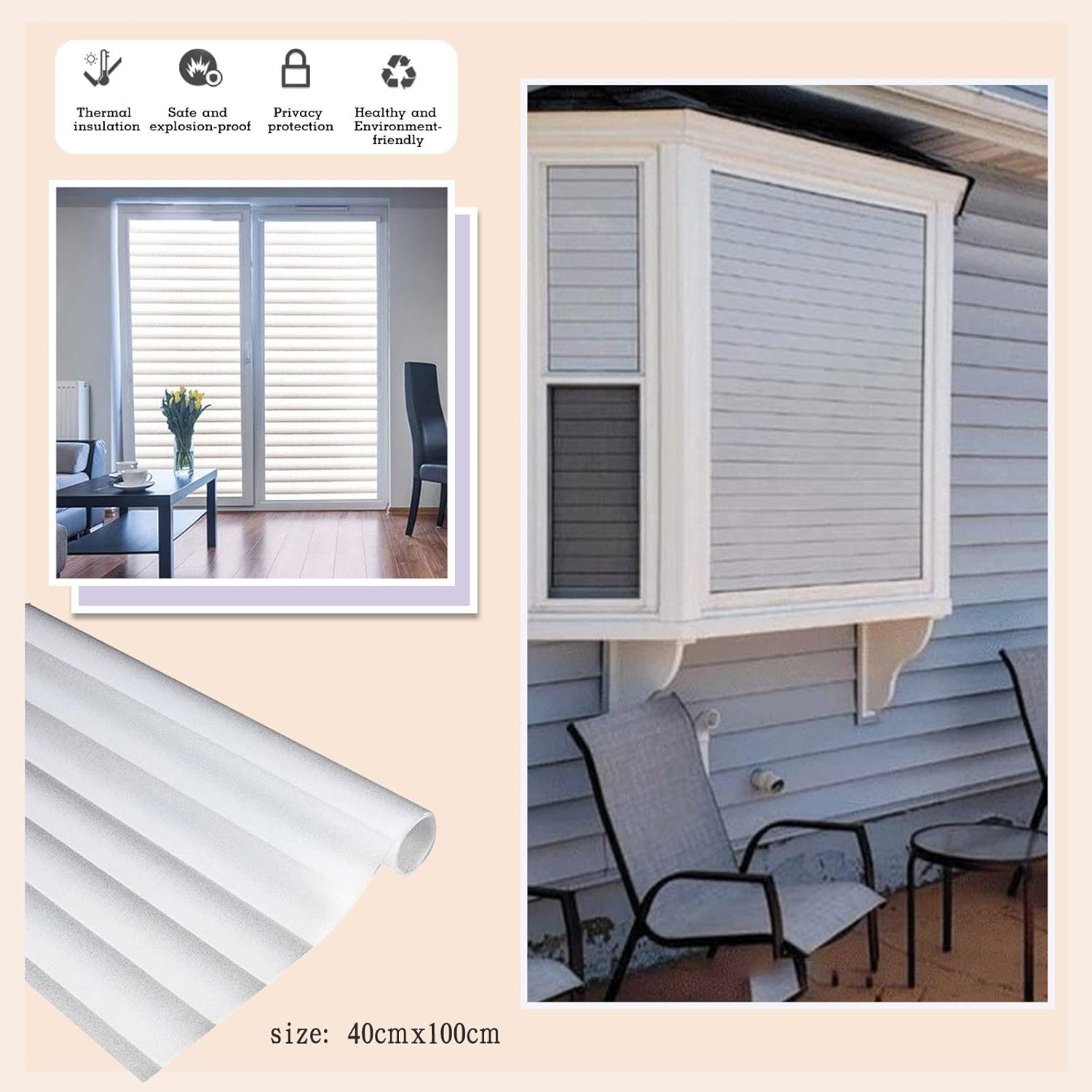 Persianas de imitación unidireccionales, película de vidrio de perspectiva unidireccional, película de privacidad para ventanas, película