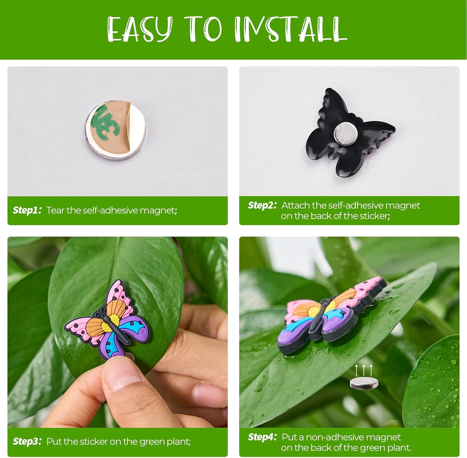 10 imanes para plantas en maceta, ojos magnéticos, abejas, arco iris, decoración facial para plantas, regalo divertido para amantes de las plantas,