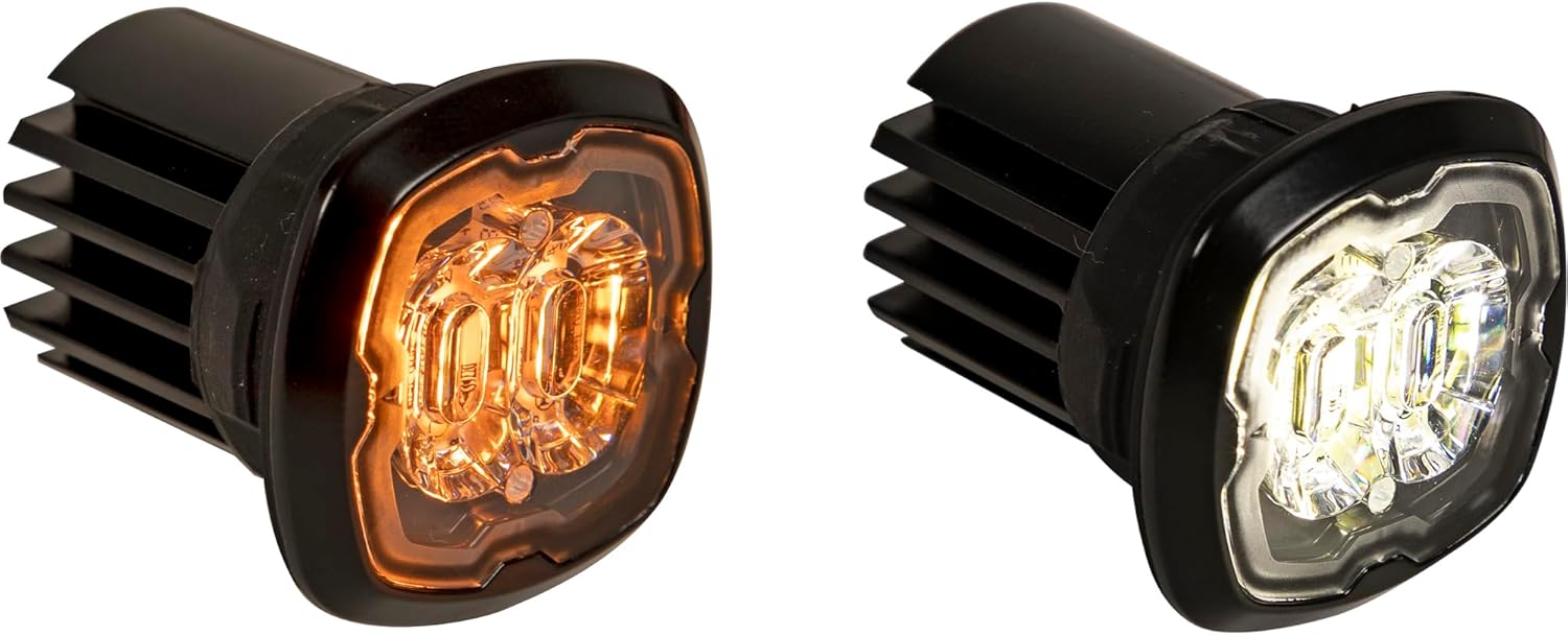 Buyers Products 8892410 – Luz estroboscópica LED ámbar de montaje empotrado o superficial, 17 patrones de flash, 12-24 VCC, soporte de montaje se