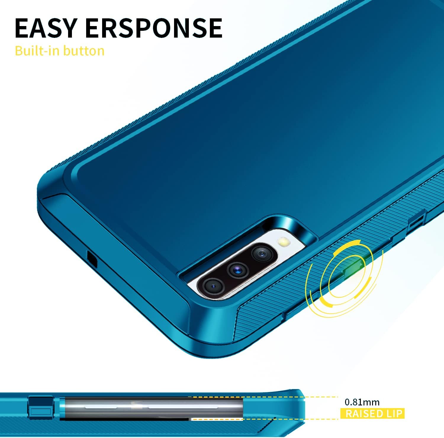 Funda para Galaxy A50A50S, protección de cuerpo completo de 3 capas a prueba de golpes, sin protector de pantalla, resistente, de alto impacto, para