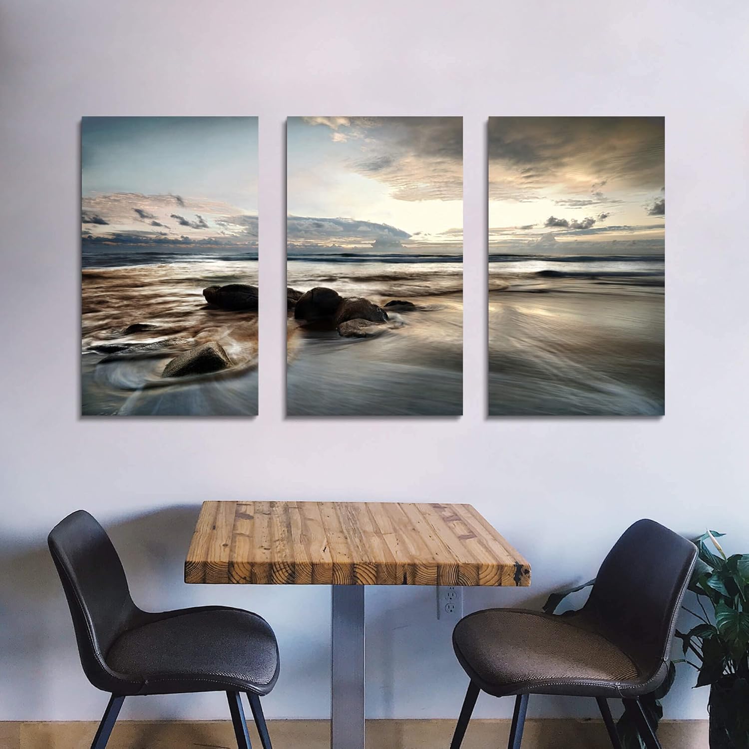 summer melody Arte de pared en lienzo para dormitorio, océano, sala de estar, paisaje marino, ilustraciones de olas rocosas, imagen relajante puesta