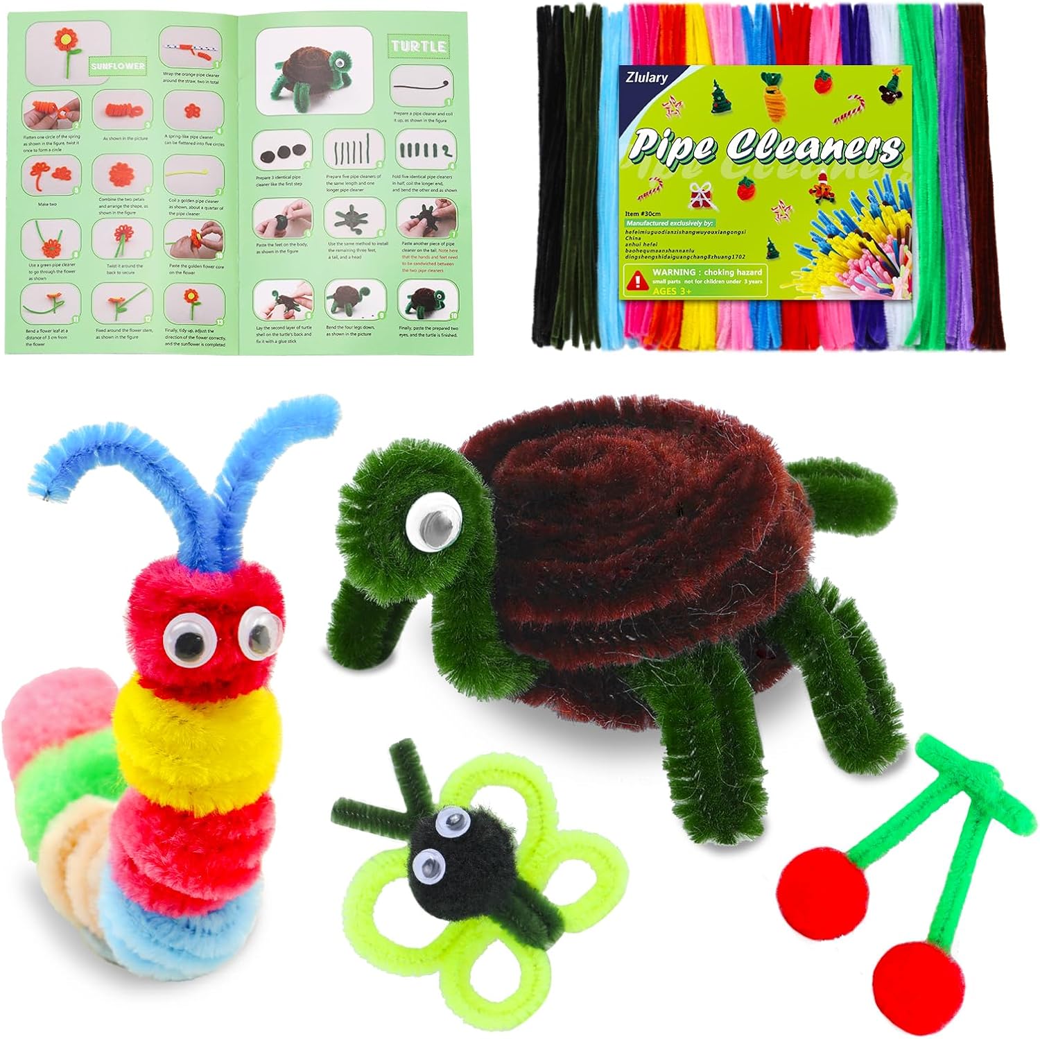 Zlulary Artes y manualidades para niños, limpiadores de pipas, suministros de manualidades, limpiador de tuberías, kit de arte y manualidades con