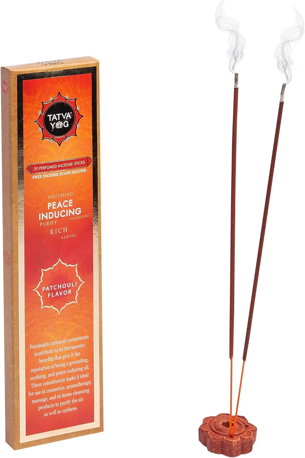 TATVA YOG 30 varillas de incienso perfumadas con soporte de incienso gratis  Sándalo  Rosa  Jazmín  Pachulí  Lavanda  Gardenia  Sabores (1, sabor a