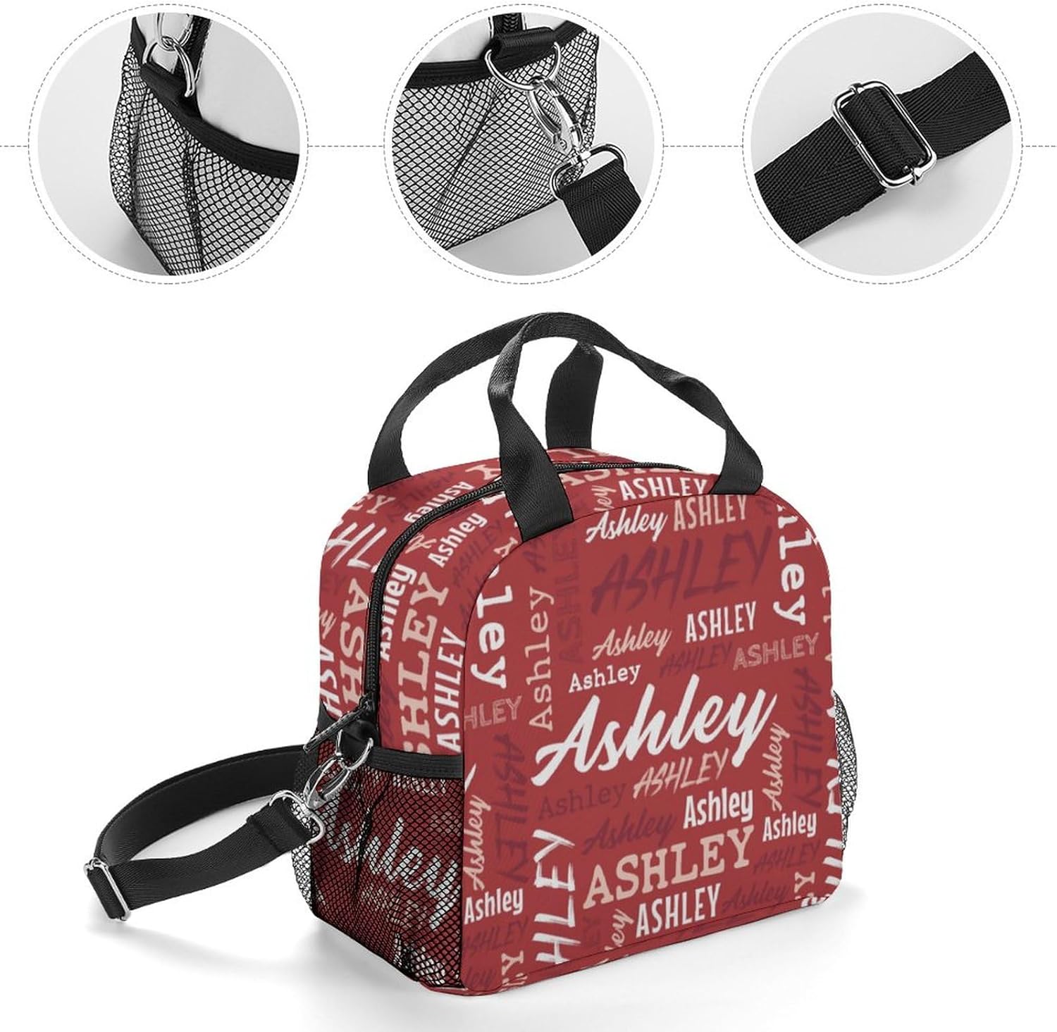 Bolsa de almuerzo personalizada con nombre, poliéster, color 11, unisex
