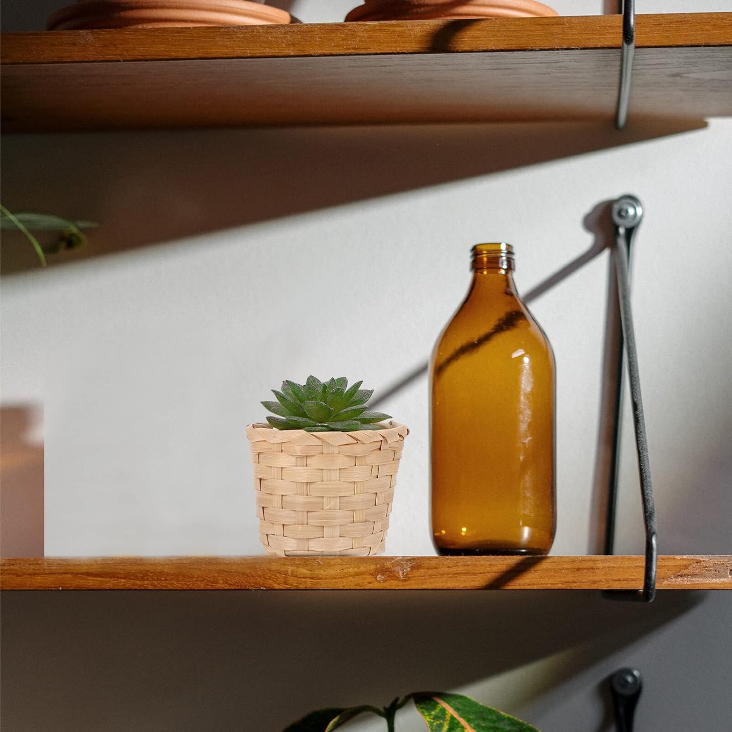 SEWACC Mini cesta tejida de madera, 10 unidades, 3.0 x 2.4 in, figuras de cesta tejida de madera, cestas de flores pequeñas, cestas de