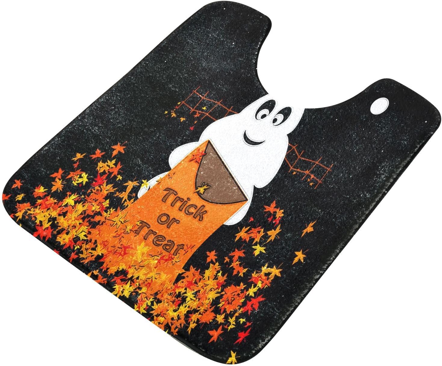 Halloween Ghost Fall Maple Bathroom Rugs Set 2 Piece Non Slip Water Absorbent Toilet Rug Fall Trick Or Treat Bath Rugs Washable Decor Area Rug Quick