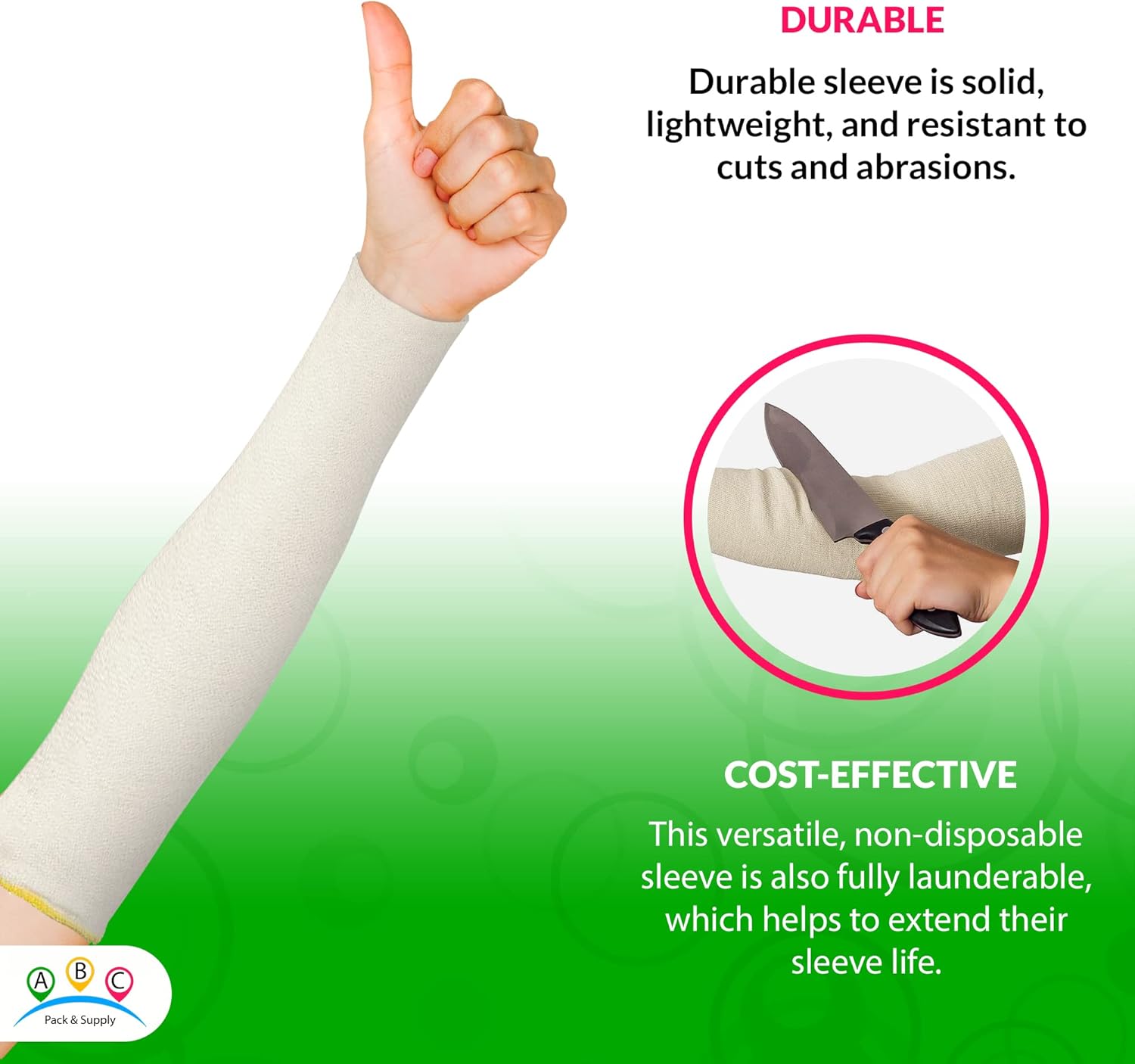 ABC Kevlar Sleeves. Cut Resistant String-Knit Style Sleeves. Slash Resistant Safety Protective Arm Sleeves