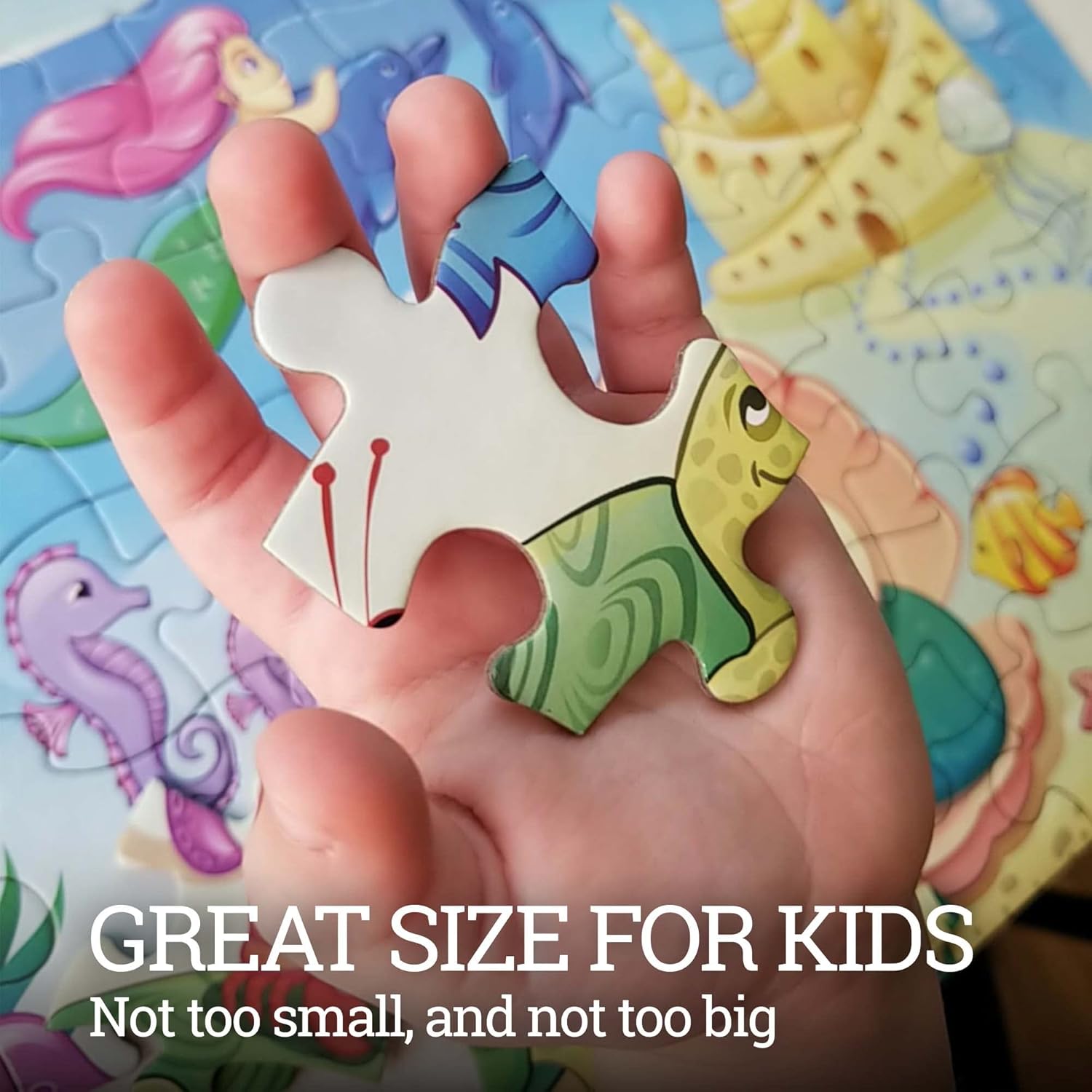 Rompecabezas para niños (72 piezas) – Rompecabezas duraderos para niños de 4 a 8 años – Diseño de sirena con piezas gruesas y caja resistente