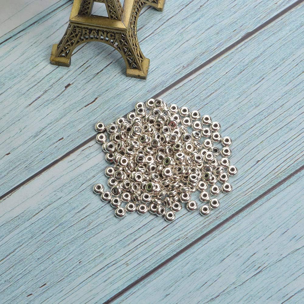 200 piezas redondas de plata de acero inoxidable espaciador cuentas DIY joyería hallazgos
