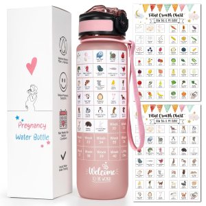 Rastreador de botellas de agua de embarazo (rosa), con 2 calcomanías semanales diferentes, el embarazo debe tener el primer trimestre, regalos Rastreador de botellas de agua de embarazo (rosa), con 2 calcomanías semanales diferentes, el embarazo debe tener el primer trimestre, regalos