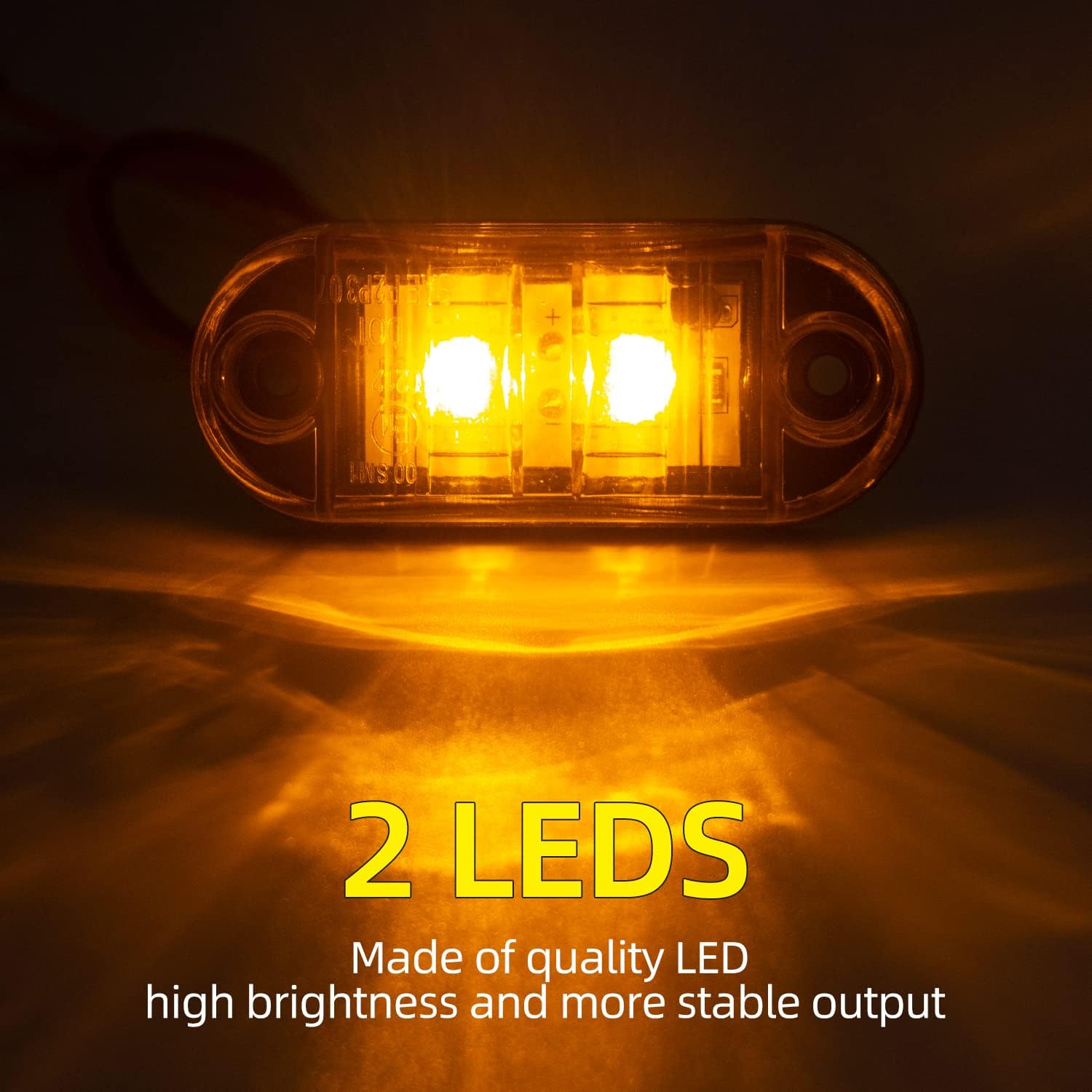 (5 unidades, ámbar, 5 unidades, rojo) 2.5 pulgadas, 2 diodos, luces de marcador lateral de remolque, luces ovaladas para remolque, luces de