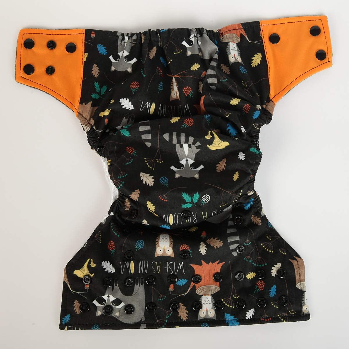 Pañal de tela de bolsillo para bebé, carbón de bambú, refuerzos dobles reutilizables para niños (animal mapache), 1 unidad (paquete de 1)