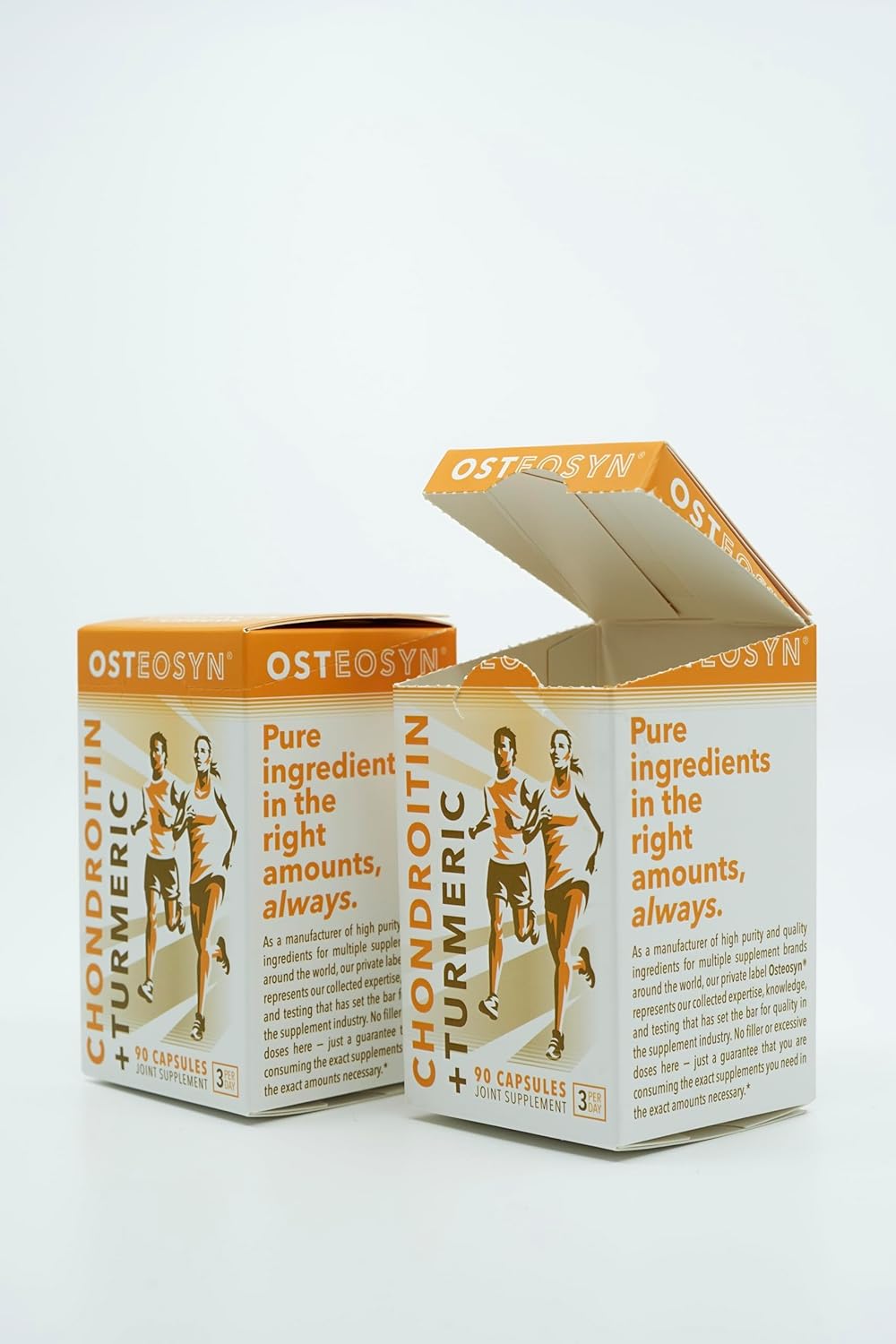 SYNTHRITIS Condroitina de calcio y cúrcuma orgánica, porciones de 28 días en 84 cápsulas, el costo de la porción de 3 cápsulas es de $1.43