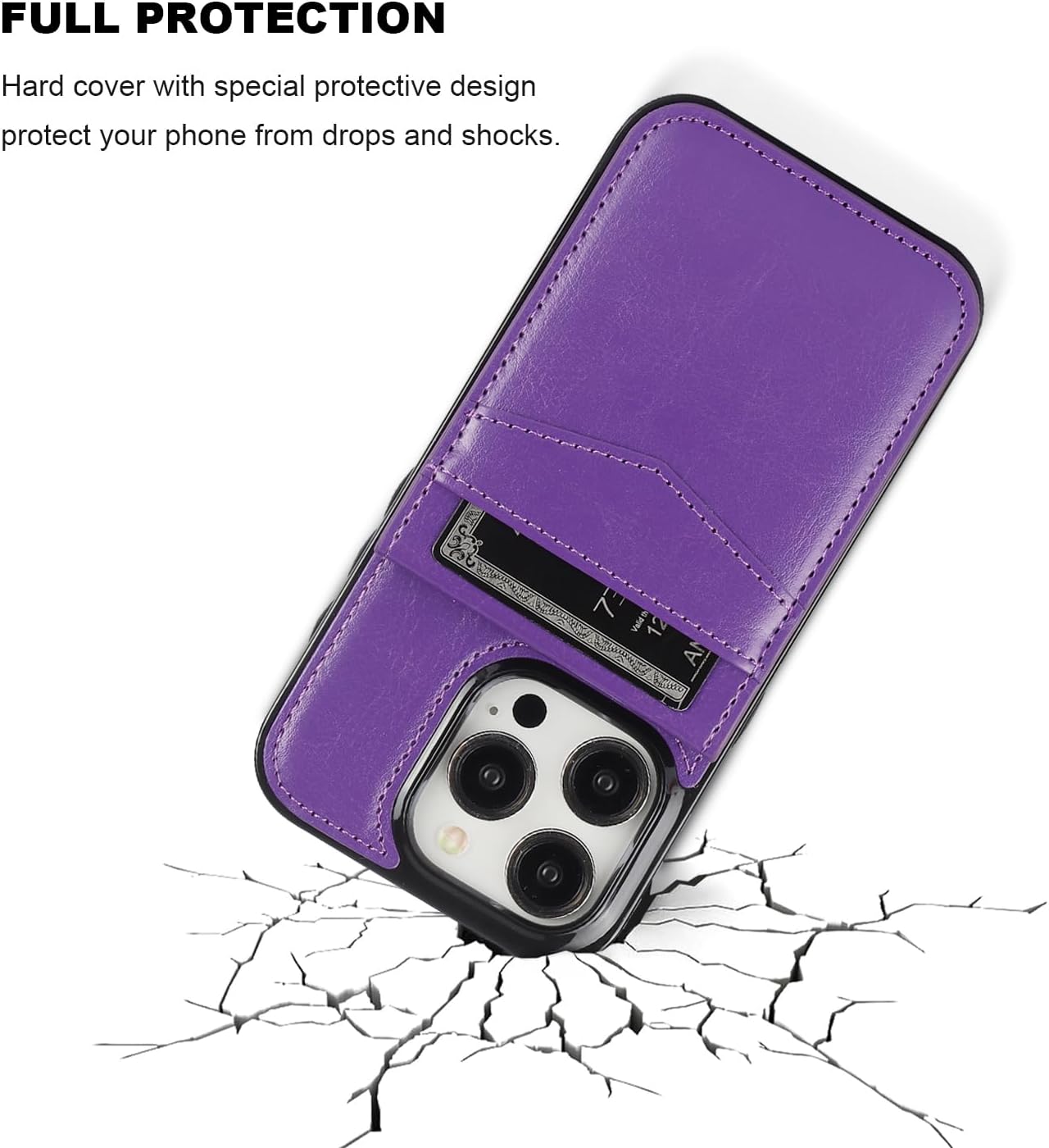KIHUWEY Funda compatible con iPhone 15 Pro con soporte para tarjeta de crédito, cierre magnético de cuero de alta calidad, función atril, funda
