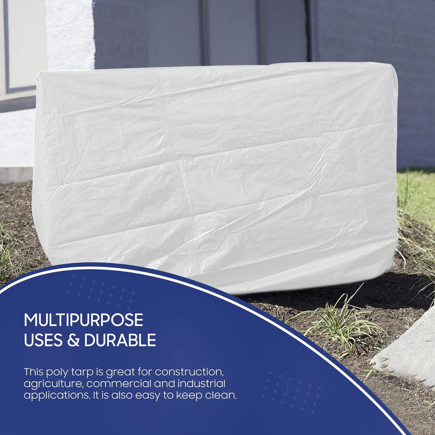 Tarps Now Lonas de polietileno impermeables resistentes (10 x 14 pies) con ojales de aluminio para interiores y exteriores, cubierta de lona