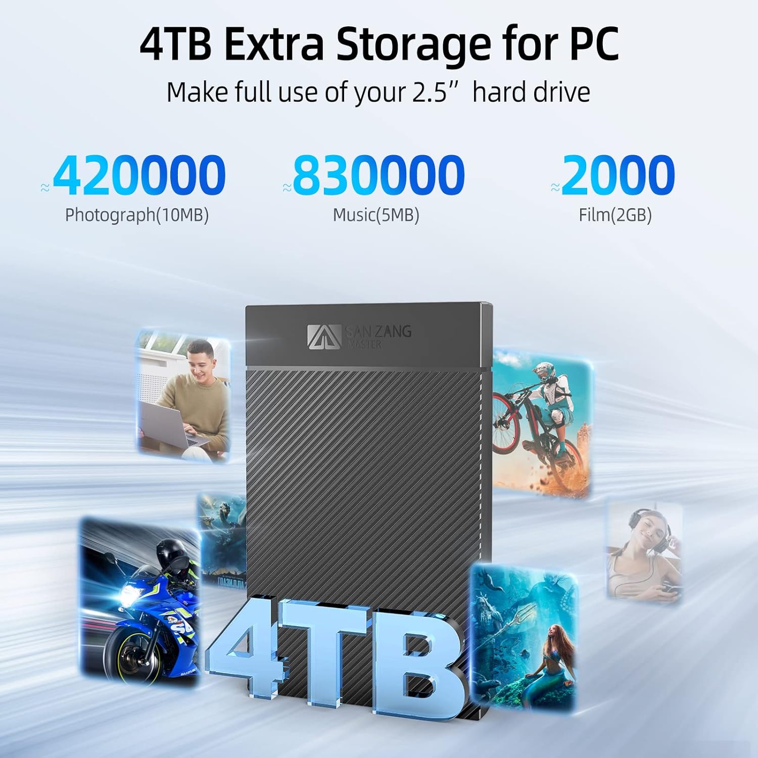 Carcasa para disco duro de 2.5 pulgadas, USB 3.0 a SATA III de 5 Gbps de transmisión de alta velocidad para caja de disco duro SSD de 0.276-0.374