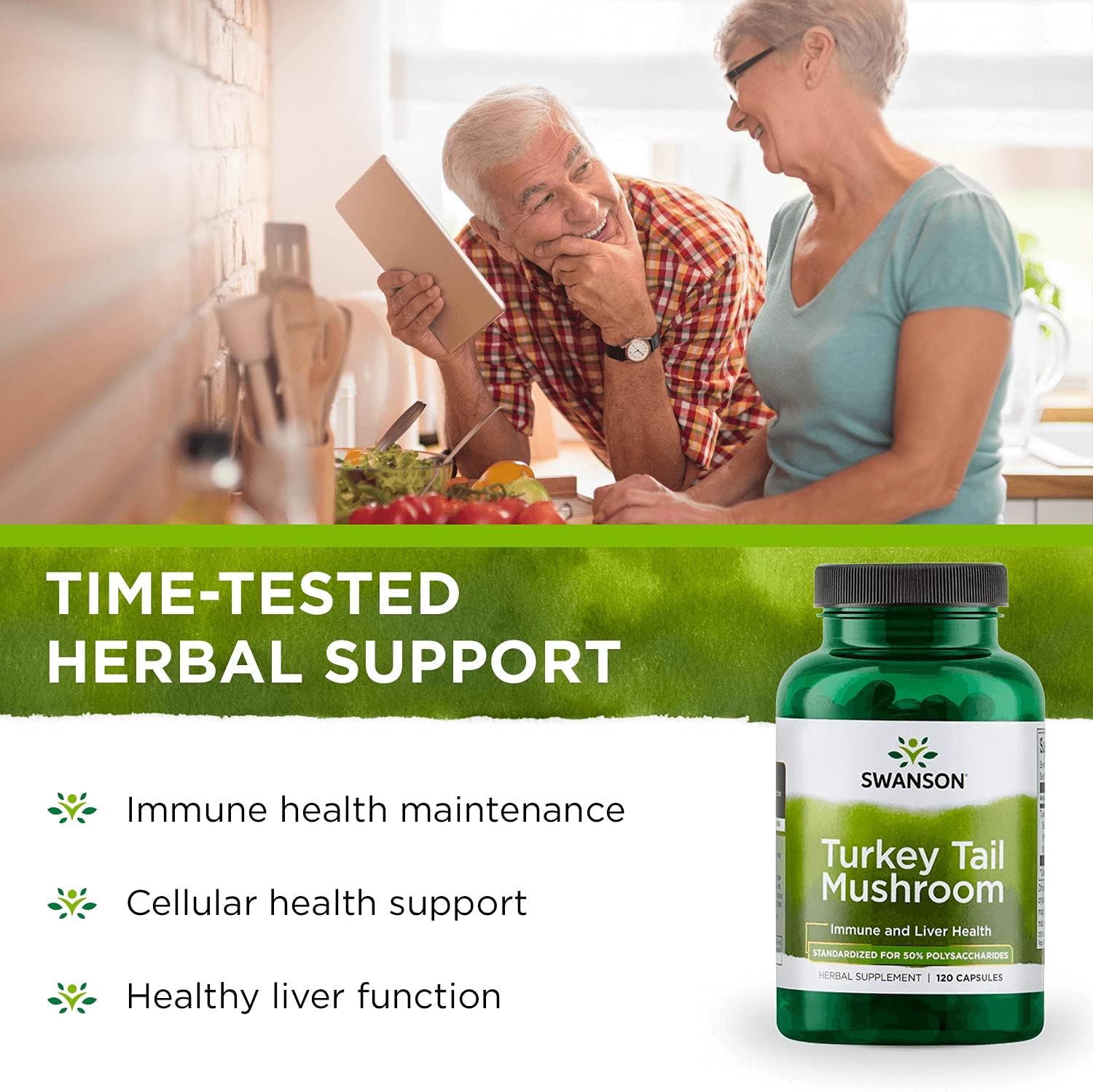 Swanson Hongo cola de pavo – Suplemento herbario – Fórmula natural – (120 cápsulas, 500 mg)