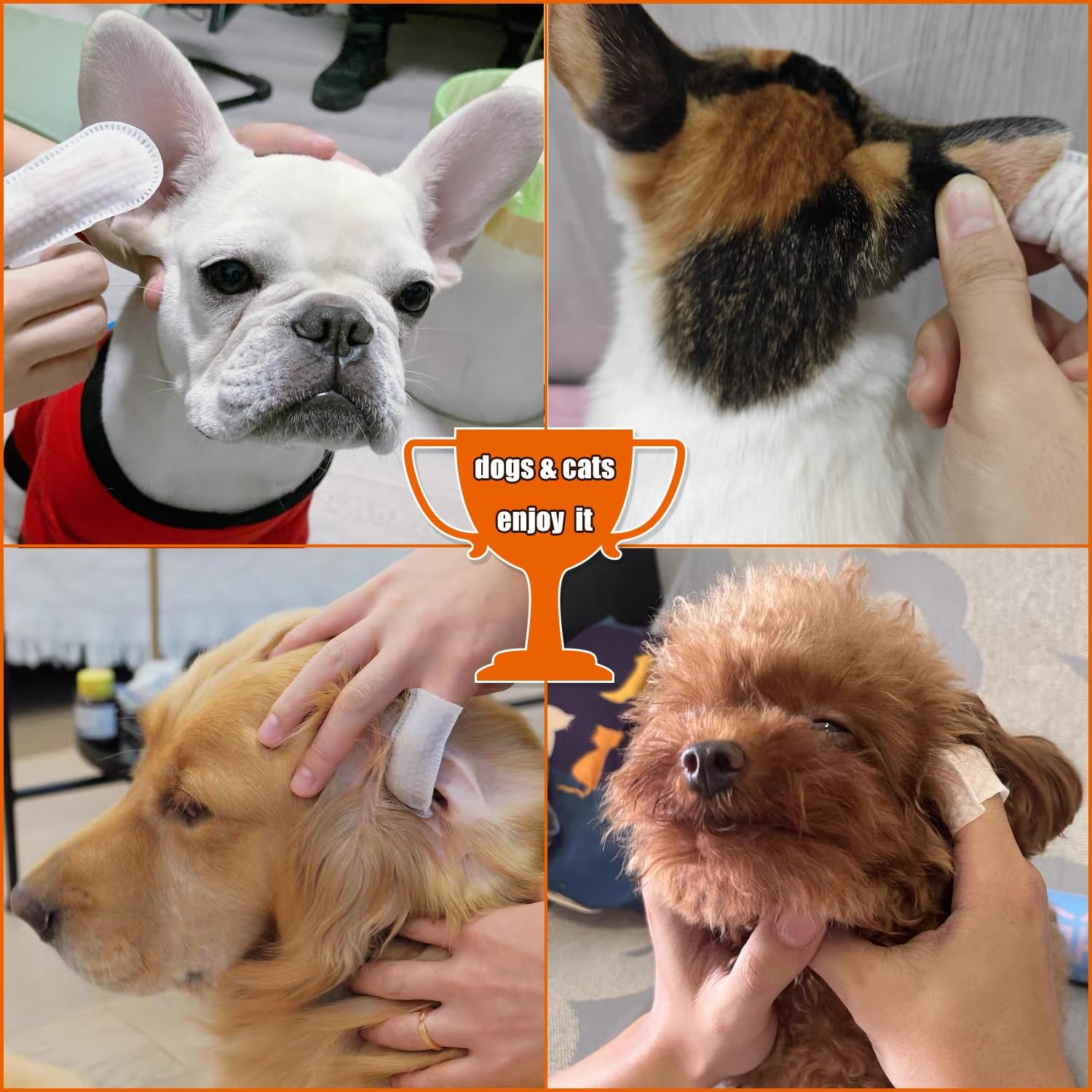 GS GLOWSEEN Toallitas limpiadoras de oídos para perros y gatos, 50 unidades, toallitas desechables para dientes de perro, kit de aseo para mascotas,