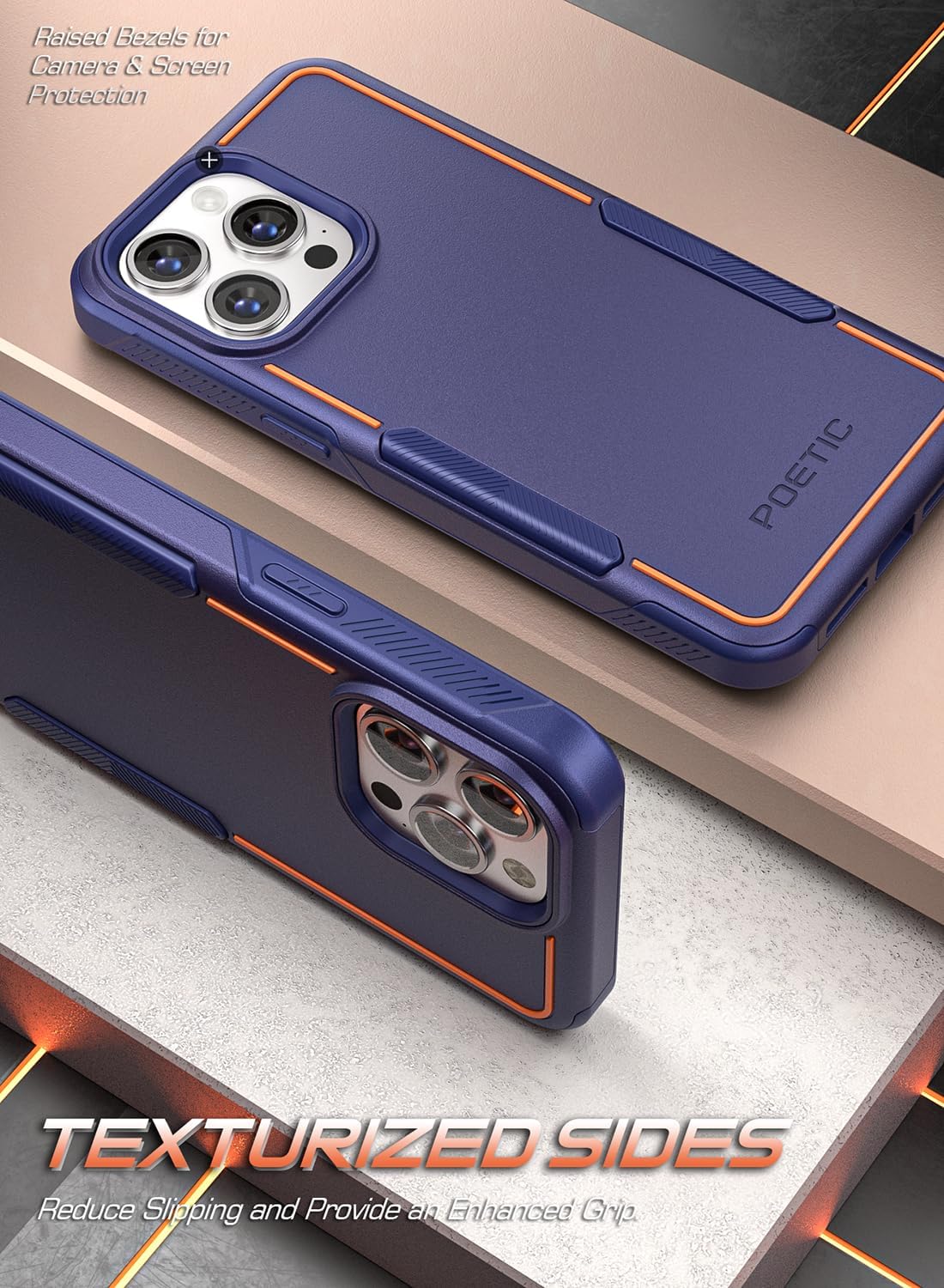 Poetic Neon Series – Funda para iPhone 15 Pro, doble capa, resistente, resistente, ligera, delgada, a prueba de golpes, protección contra caídas,