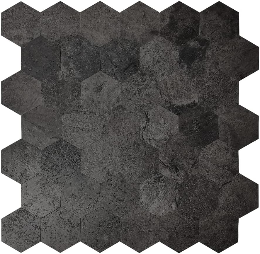 Avant Decor  8 azulejos  Azulejos hexagonales pequeños compuestos de piedra  Azulejos de cocina para despegar y pegar  Azulejos de pared para pegar