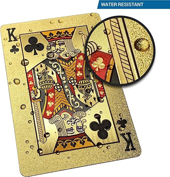 ZZZANA Gold Foil Playing Cards 3 Decks of Cards with Box Plastic Classic Magic Tricks Tool for Luxury Party and Game