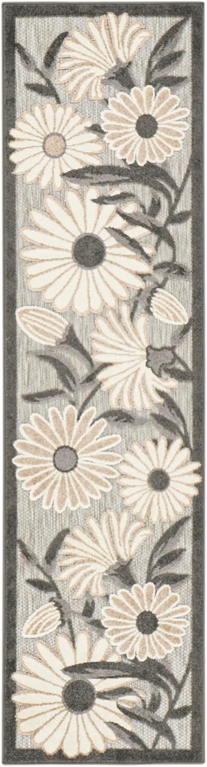 Nourison Aloha – Alfombra beige de 2 x 6 pies, fácil limpieza, no se desprende, para dormitorio, sala de estar, comedor y cocina (6 pies de corredor)