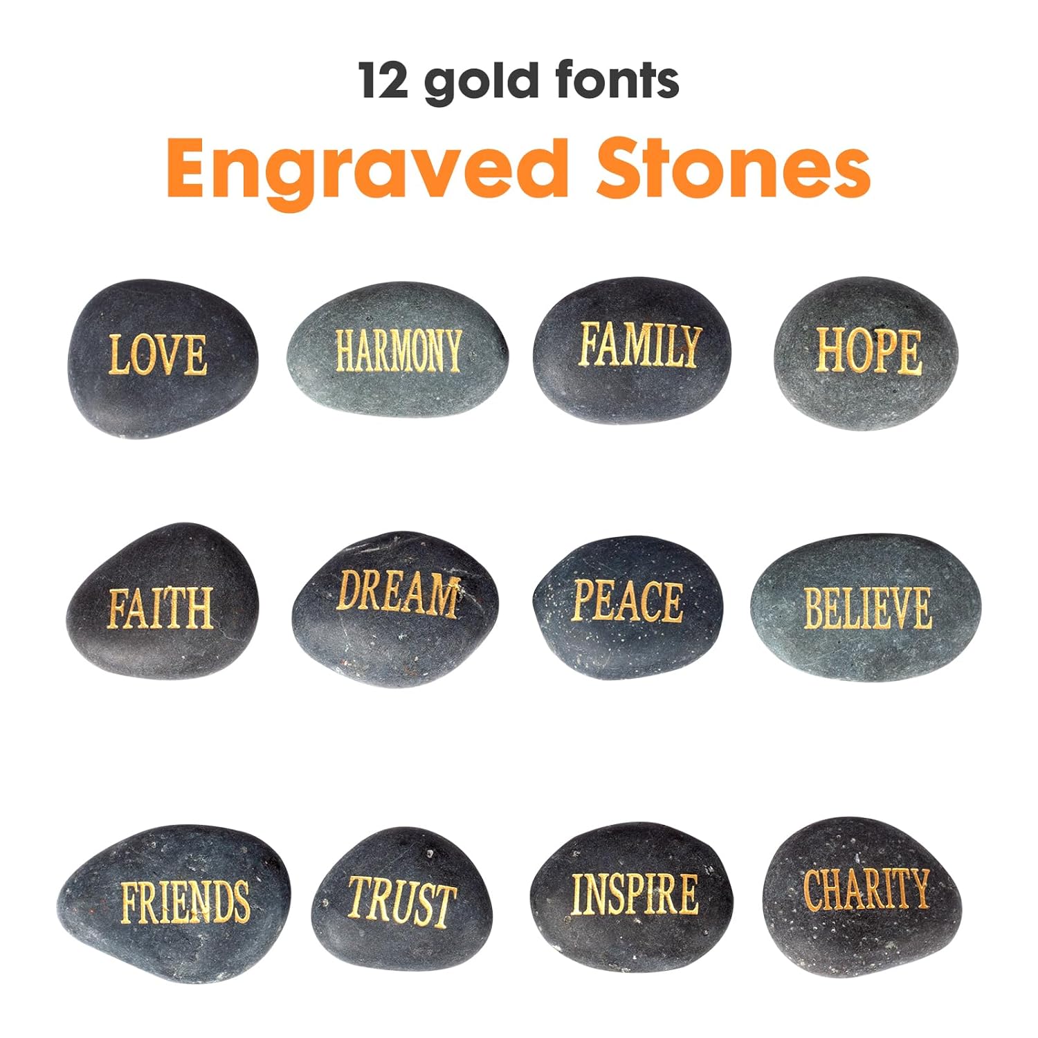 Barelove 12 piedras inspiradoras grabadas inspiradoras para fomentar la fe, oración, piedras de jardín pulidas, regalos únicos y reflexivos, ideales