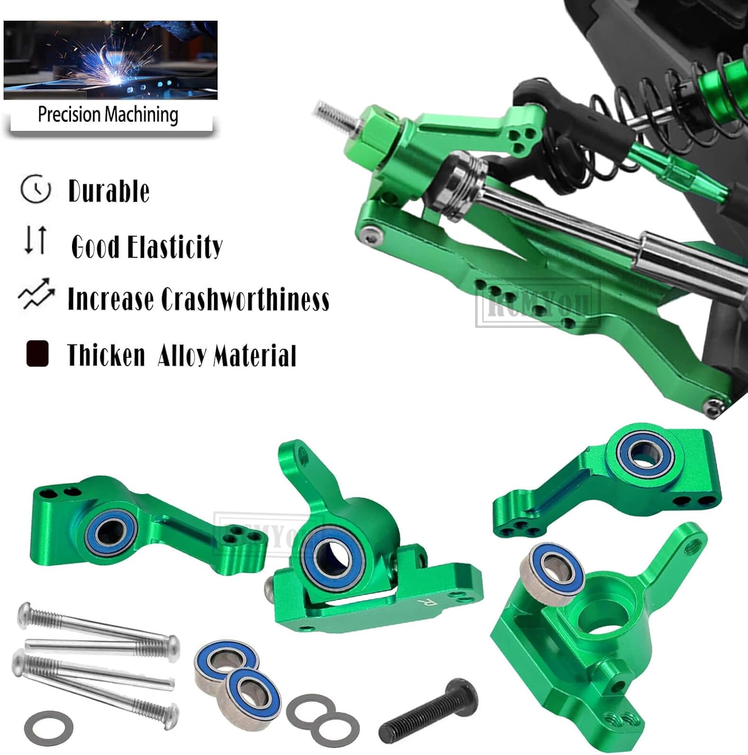 RCMYou Pieza de actualizaciones para 110 Slash 2WDSlash 2WD VXL, aleación Big Bore RC amortiguador de choques, brazo de suspensión delantero