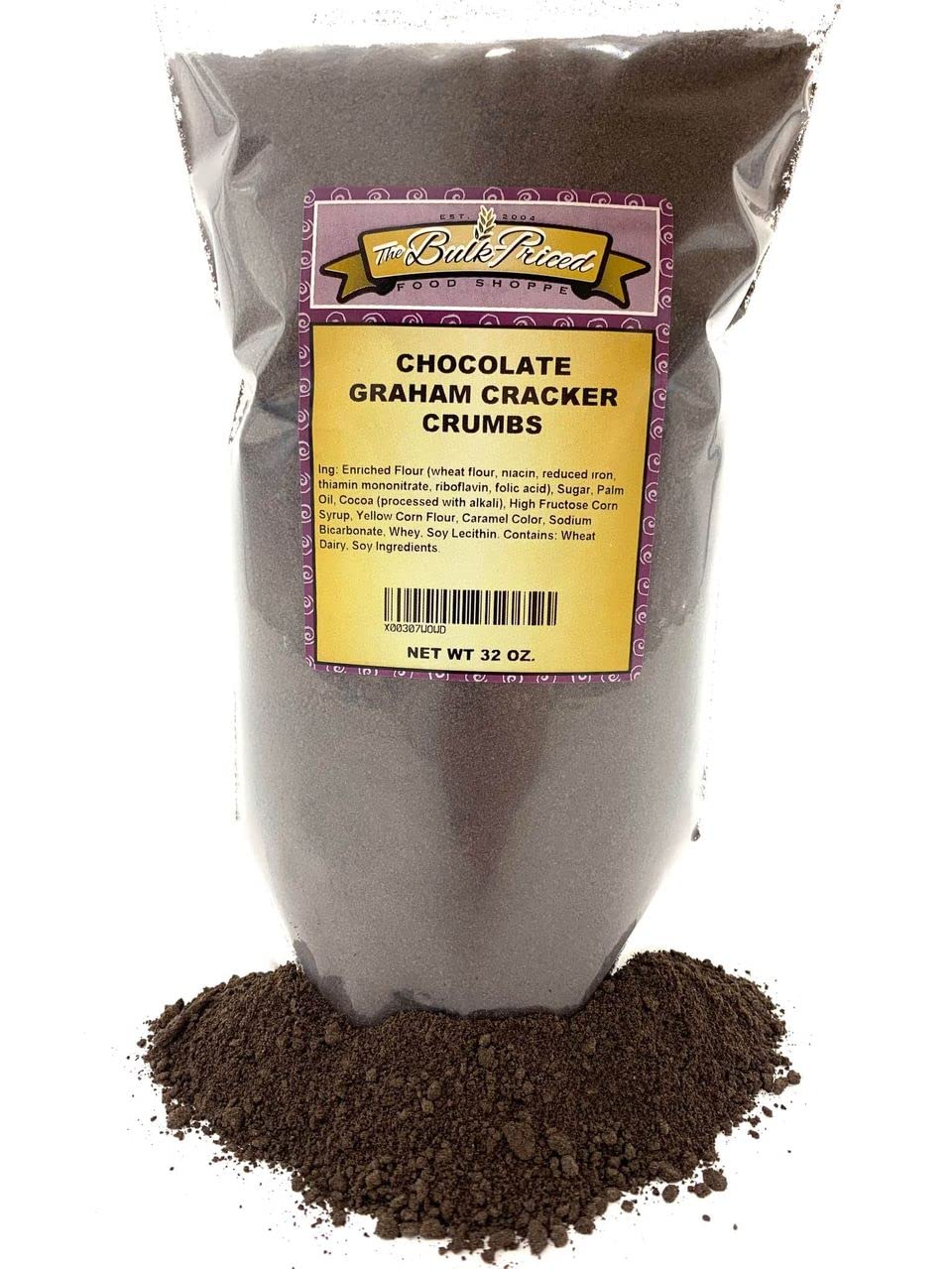 Chocolate Graham Cracker Crumbs, tamaño a granel (2 libras bolsa de pie con cierre de cremallera resellable)