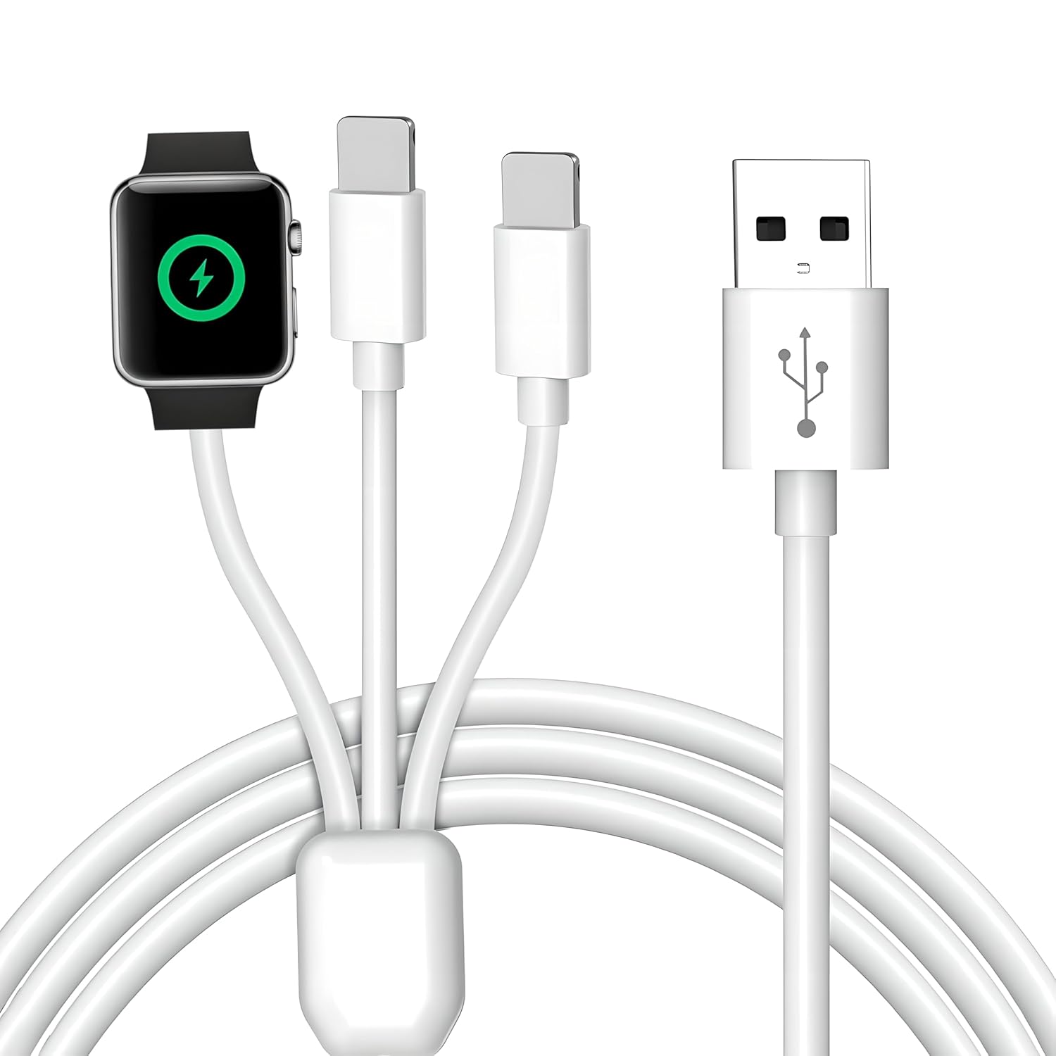 Cable de carga 3 en 1 para teléfono y Apple Watch, cable de carga USB compatible con iWatch Series 9 8 7 6 5 4 3 2 1 SE1 SE2 Ultra 2, iPhone