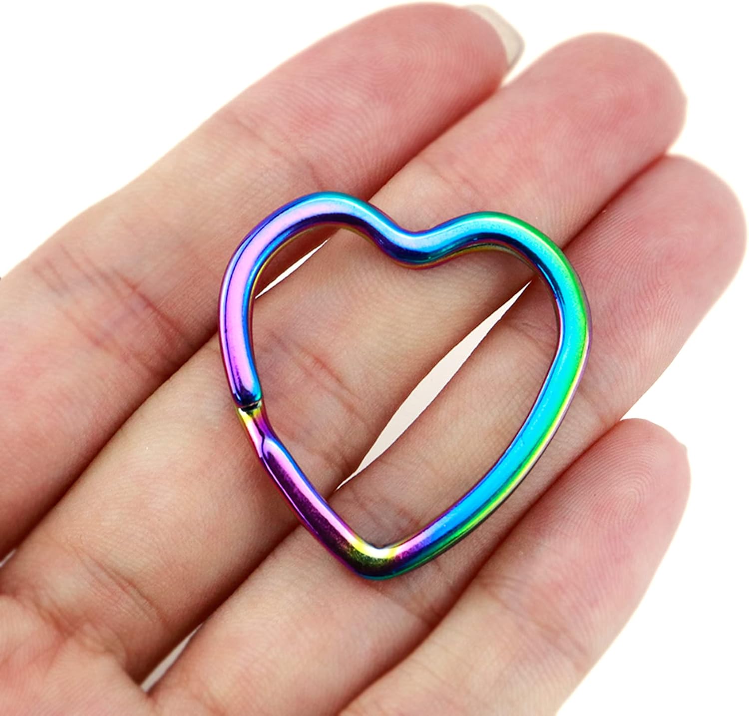 10 llaveros con forma de corazón, con forma de arco iris, anillo dividido de 0.98 pulgadas para llaveros, bolsos, bolsos, joyas