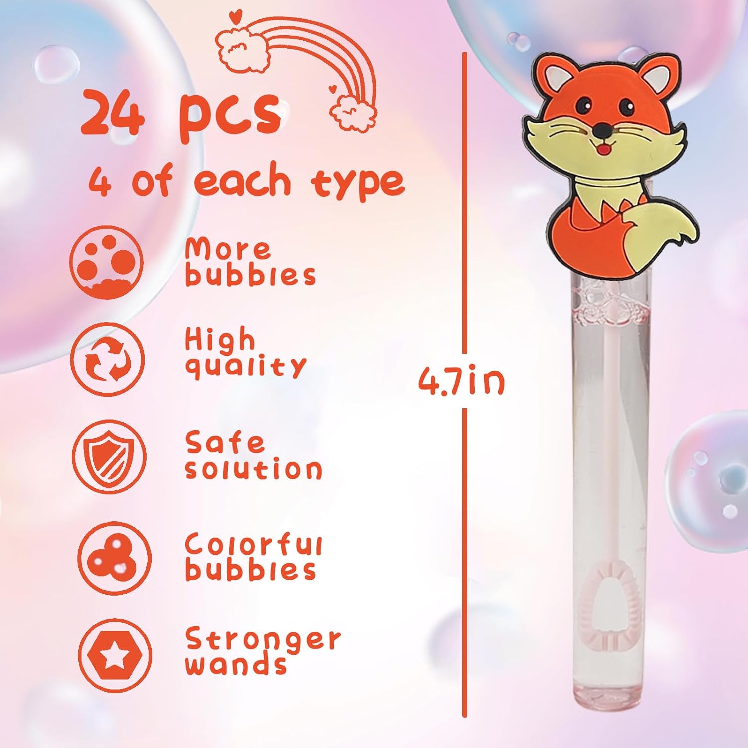 24 piezas de juguetes de animales de la selva, varita de burbujas para niños (6 estilos), bonita varita de burbujas ideal para animales del bosque,