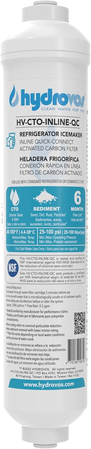 Filtro de agua en línea de 10 pulgadas, conexión rápida de 14 pulgadas para refrigerador, máquina de hielo, sistema de ósmosis inversa, filtro de