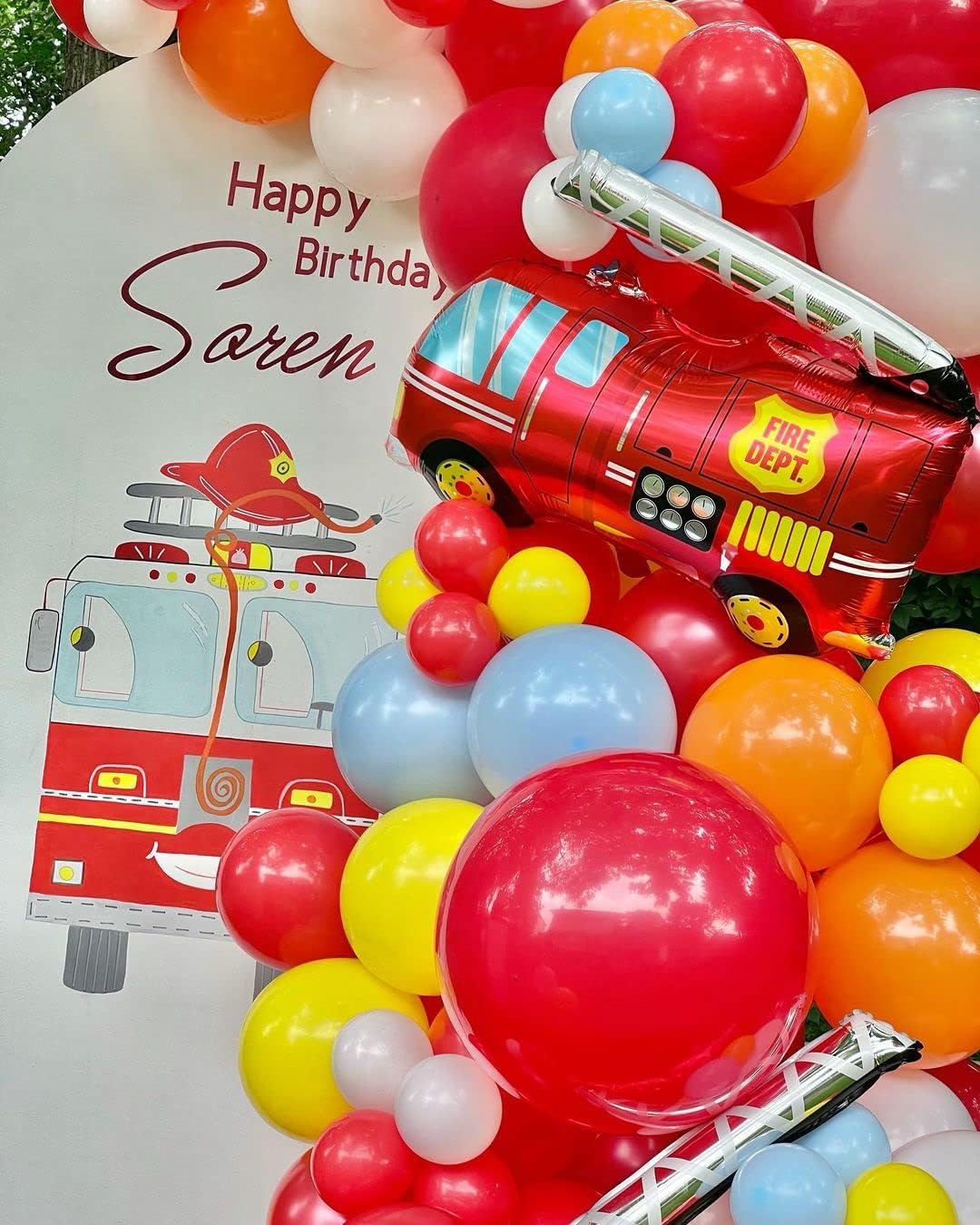 2 piezas Jumbo Camión de Bomberos Foil Mylar Globo Helio Grande Fiesta Cumpleaños Decoración Suministros Rojo