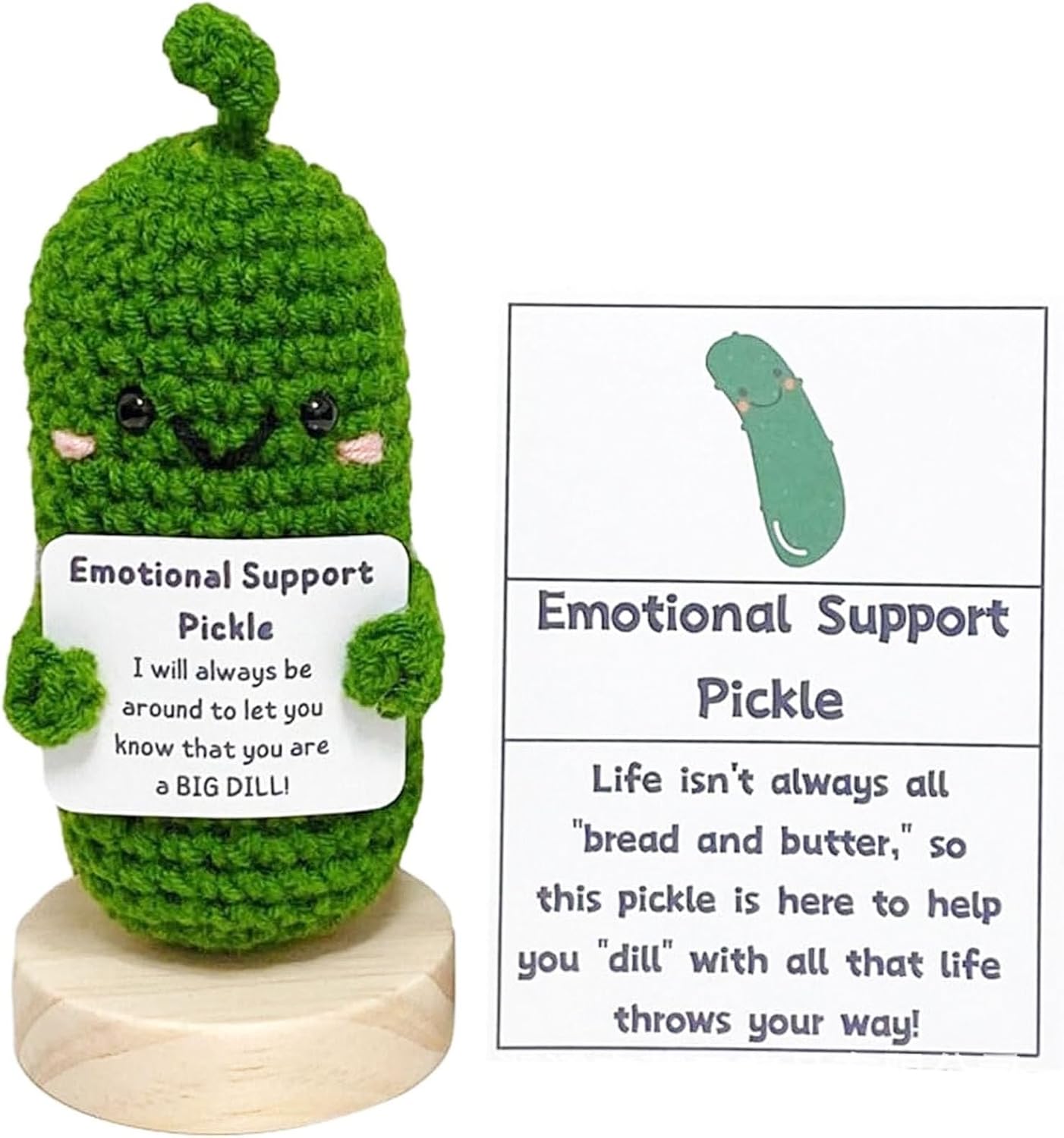 Apoyo emocional Pepino en escabeche hecho a mano, soporte emocional en escabeche, lindo punto de ganchillo, berenjena positiva, regalo para niños y