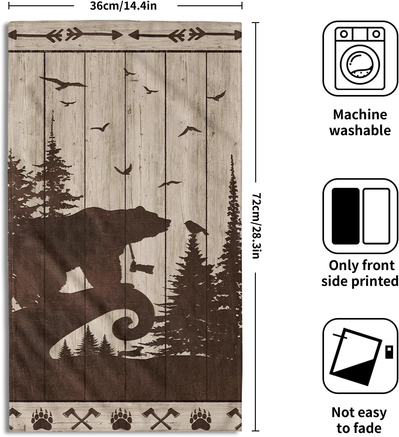 Giwawa Forest Bear – Juego de 2 toallas de mano con diseño de ciervos y animales salvajes, juego de 2 toallas para invitados, toalla rústica para el
